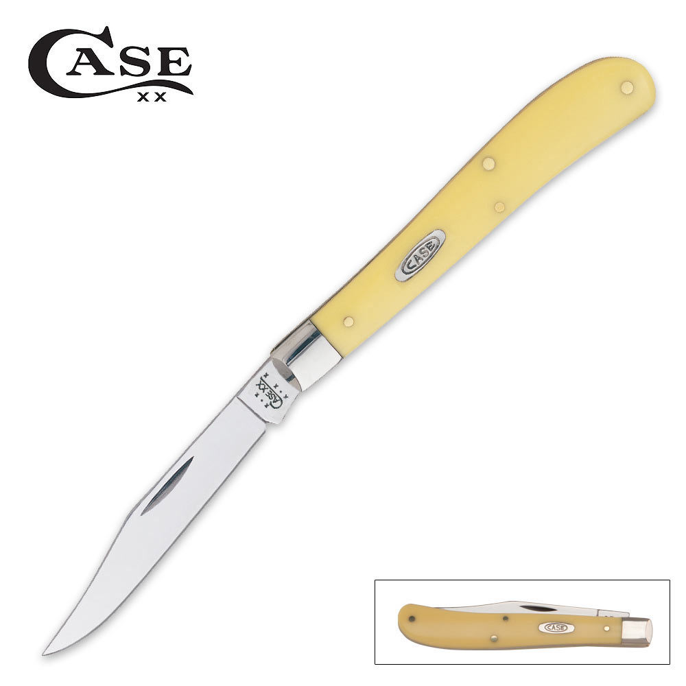 case cv yellow barehead slimline trapper pocket knife