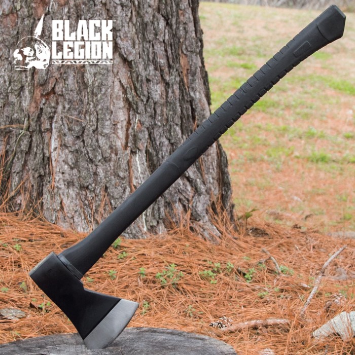 Black Legion Firefighter Long Axe Extra Thick Solid Steel Axe Head