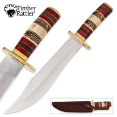 Timber Rattler Arizona Sunset Bowie Fixed Blade Knife Genuine Bone