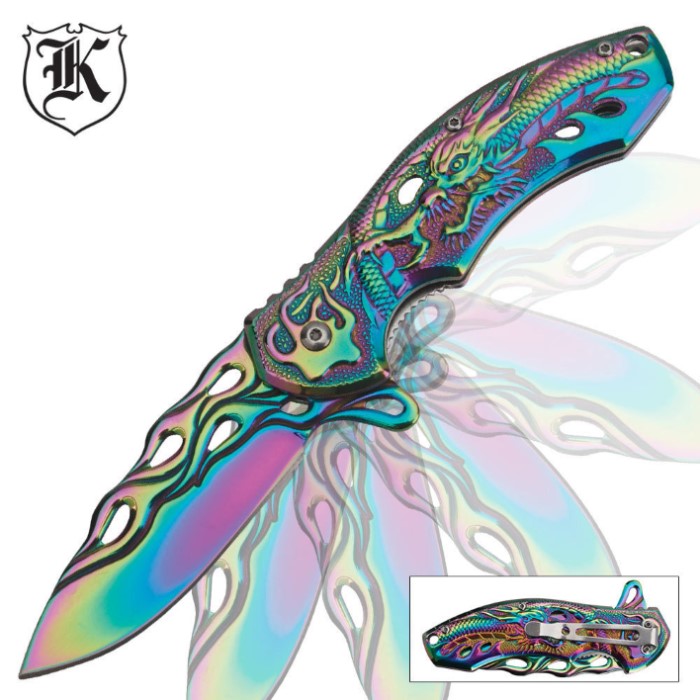 Rainbow Flying Dragon Assisted-Open Folding Knife
