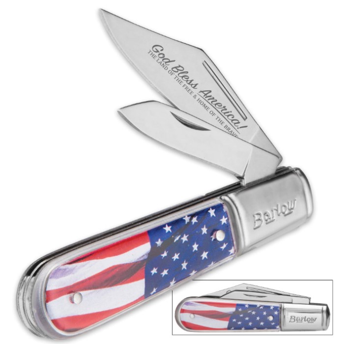 USA Flowing Flag Barlow Pocket Knife Kennesaw Cutlery