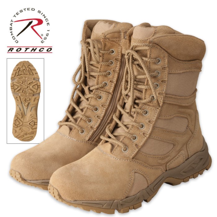tan tactical boots with zipper