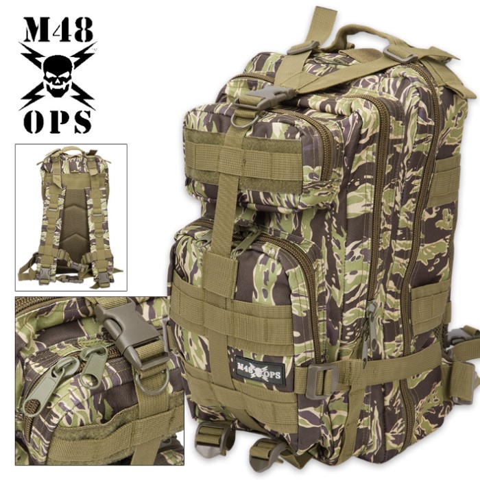 M48 OPS Tactical Knapsack Backpack Zebra Camo Knives & Swords At The Lowest Prices!