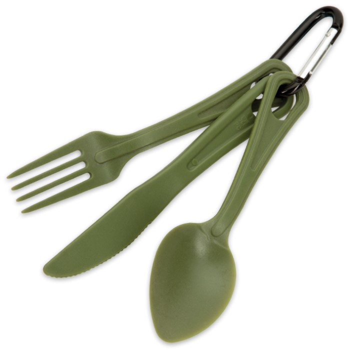 Trailblazer 3Piece Lexan Outdoor Dining Utensil Set on Carabiner