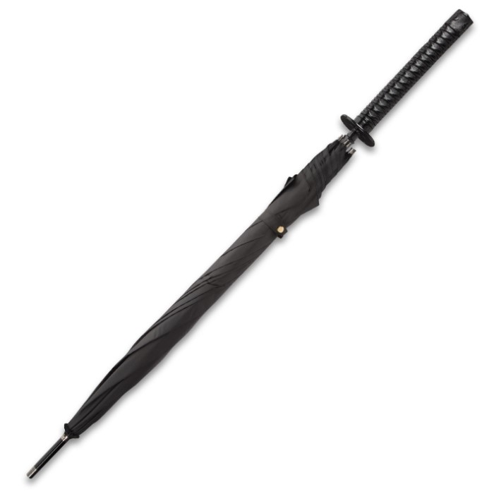Black Umbrella Sword Fully Functional w/ Hidden Stainless Steel Blade Like Sword Cane w