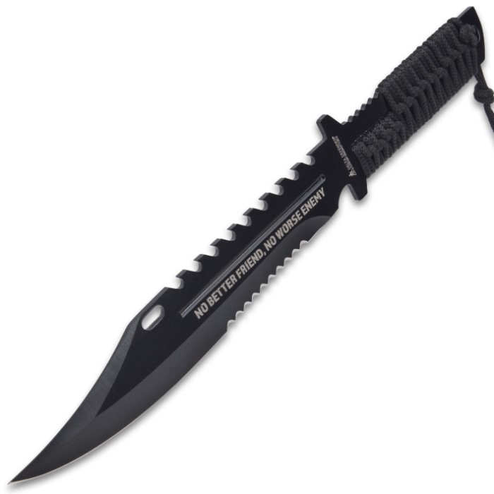 Cord Wrapped Double Serrated Survival Fixed Blade Knife Kennesaw Cutlery