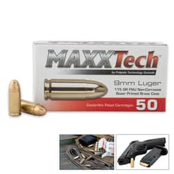 MaxxTech 9MM 115 Grain FMJ