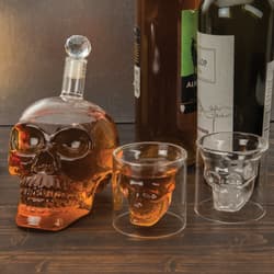 Crystal Skull Decanter And Shot Glass Set