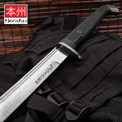 Shikoto Rurousha Handmade Katana / Samurai Sword - Hand Forged Damascus  Steel; Engraved Kanji, Twin Fullers, Unique Genuine Leather Wrapping, Cast  Tsuba - Functional, Battle Ready, Full Tang Tanto