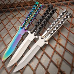 Rainbow High Polish Butterfly Knife Stainless Steel