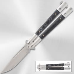 Black Marble Stainless Steel Butterfly Knife
