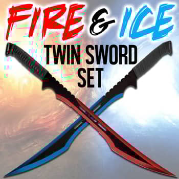 Fire and Ice Twin Sword Set with Black Nylon Double Sheath Fire and Ice Twin Sword Set with Black Nylon Double Sheath