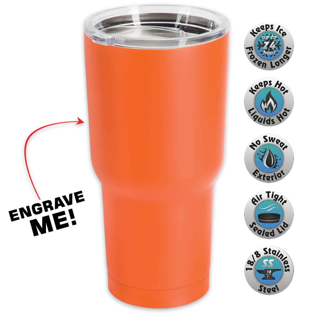 Large Double Walled Matte Orange Insulated Tumbler