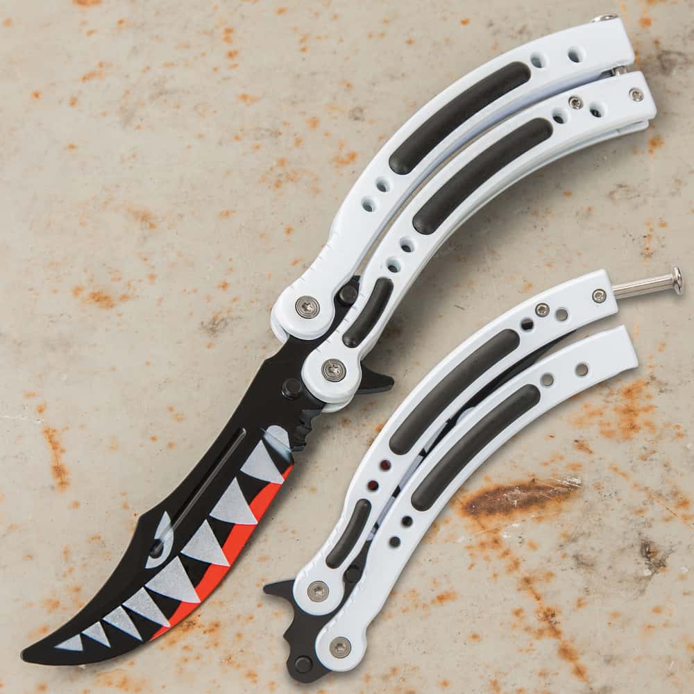 Amazon.com : Butterfly Knife Trainer - Balisong Trainer - Practice Butterfly  Knife - Balisong Butterfly Knives NOT Real NOT Sharp Blade - Black Dull  Trick Butterfly Knifes - Butter Fly Knife Training