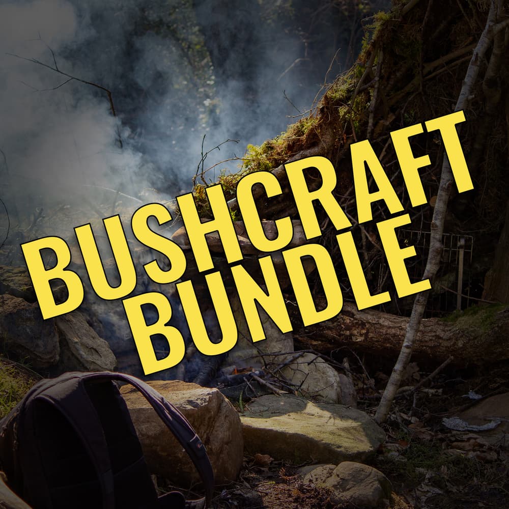 “Bushcraft Bundle” in yellow text on top of an outdoor background. image number 0