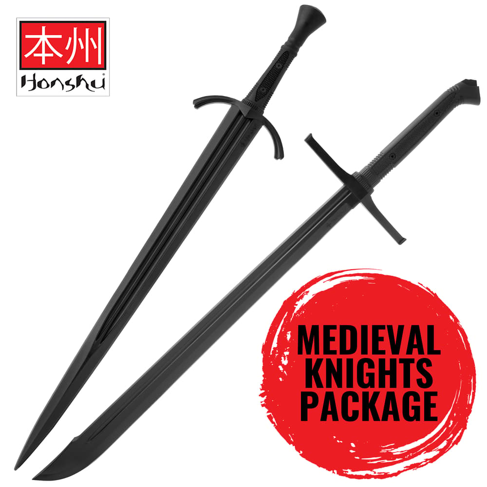 Full image of the Honshu Single Hand Broadsword and Messer Training Sword included in the Medieval Knights Package. image number 0