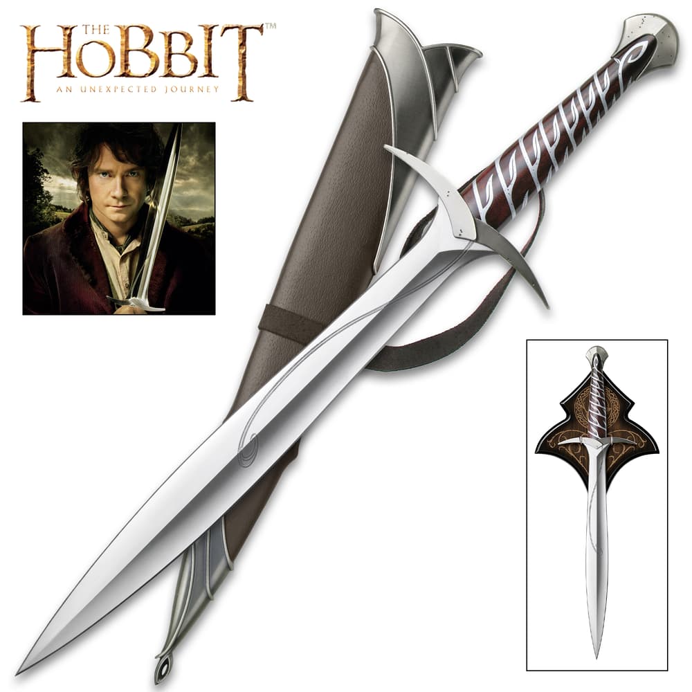 Full image of the Sting Sword and Scabbard included in the Hobbit Bilbo Collection. image number 0