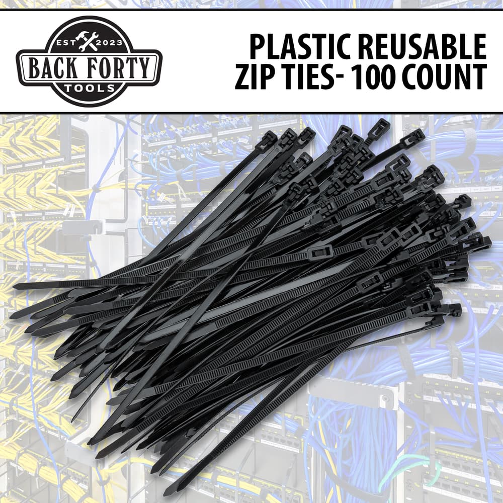 Full image of Backforty Plastic Resuable Zip Ties 100 Count. image number 0