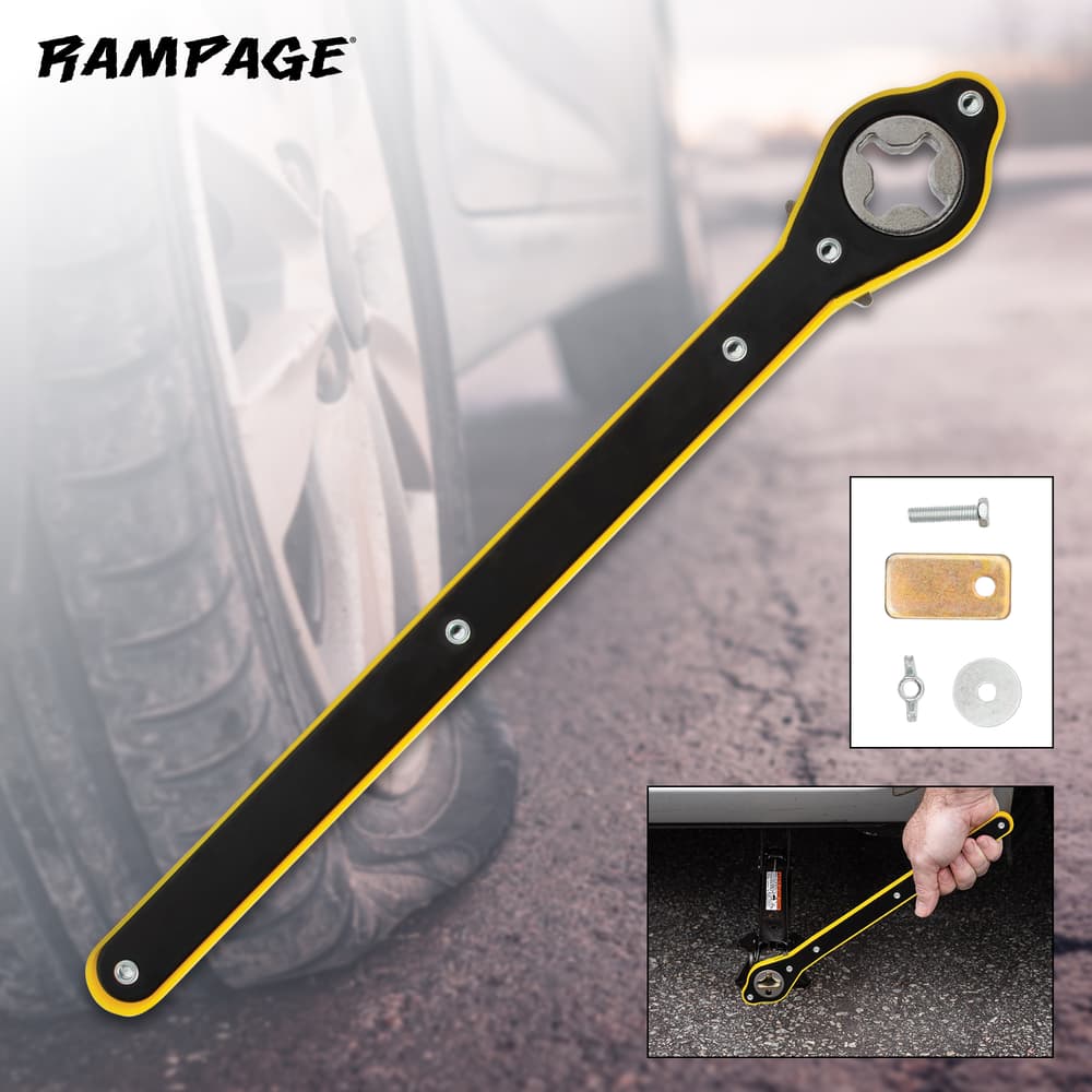 Full image of the Rampage Scissor Jack Ratchet Wrench. image number 0