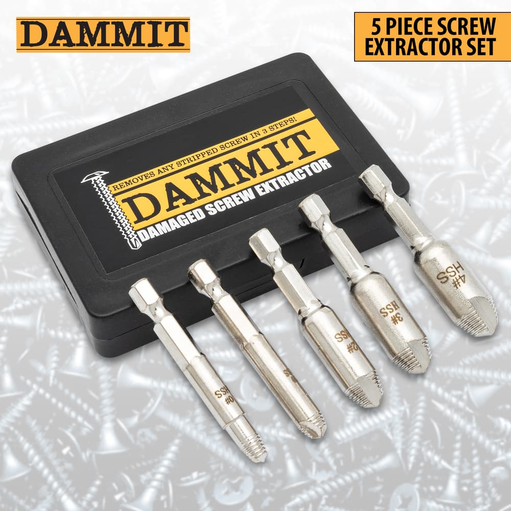 Full image of the Dammit 5 Piece Screw Extractor Set. image number 0