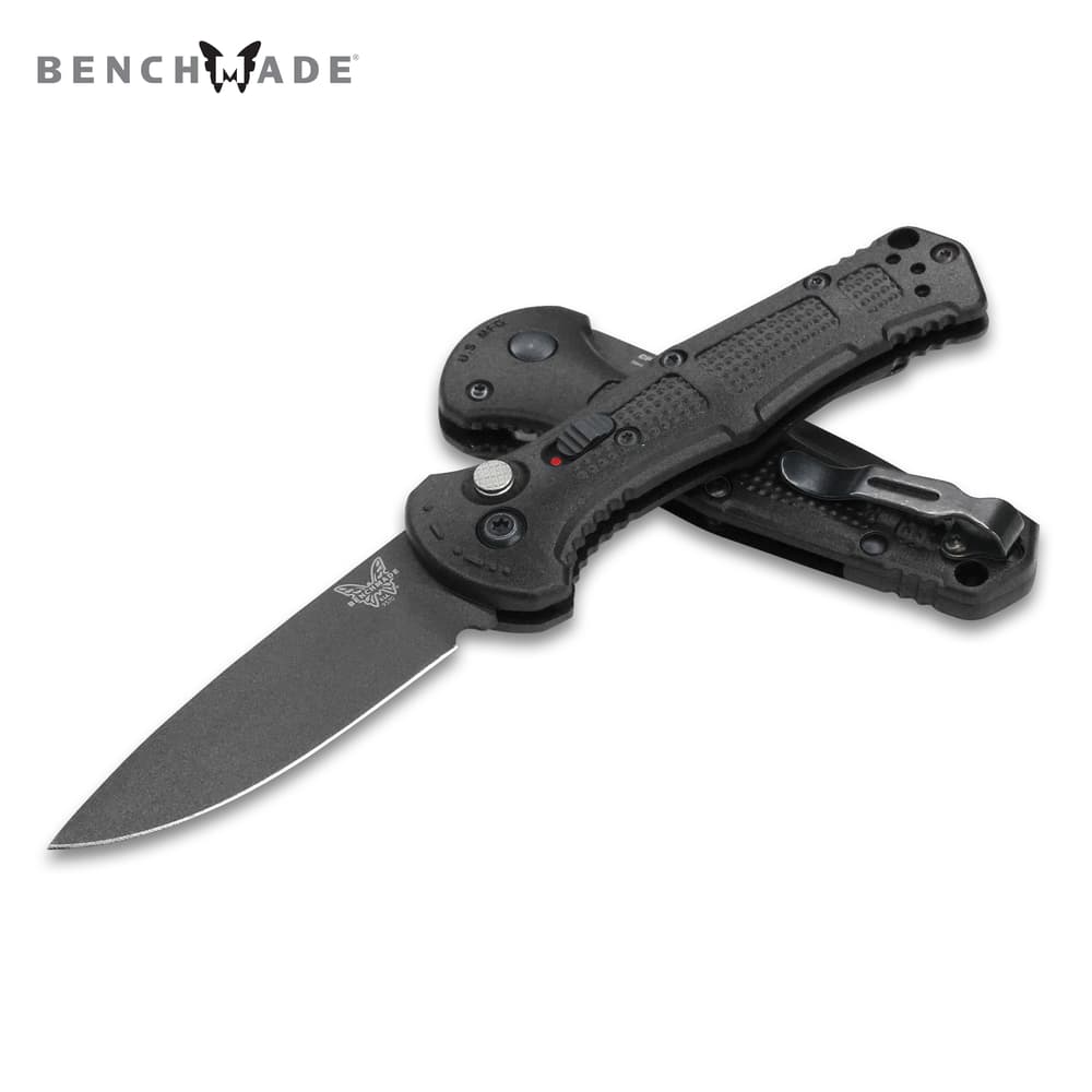 Full image of Benchmade Mini Claymore open and closed. image number 0