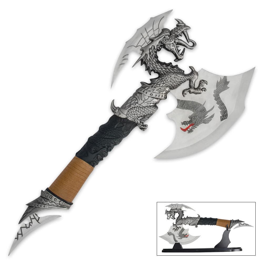 Dragon Fantasy Axe with Stand image number 0