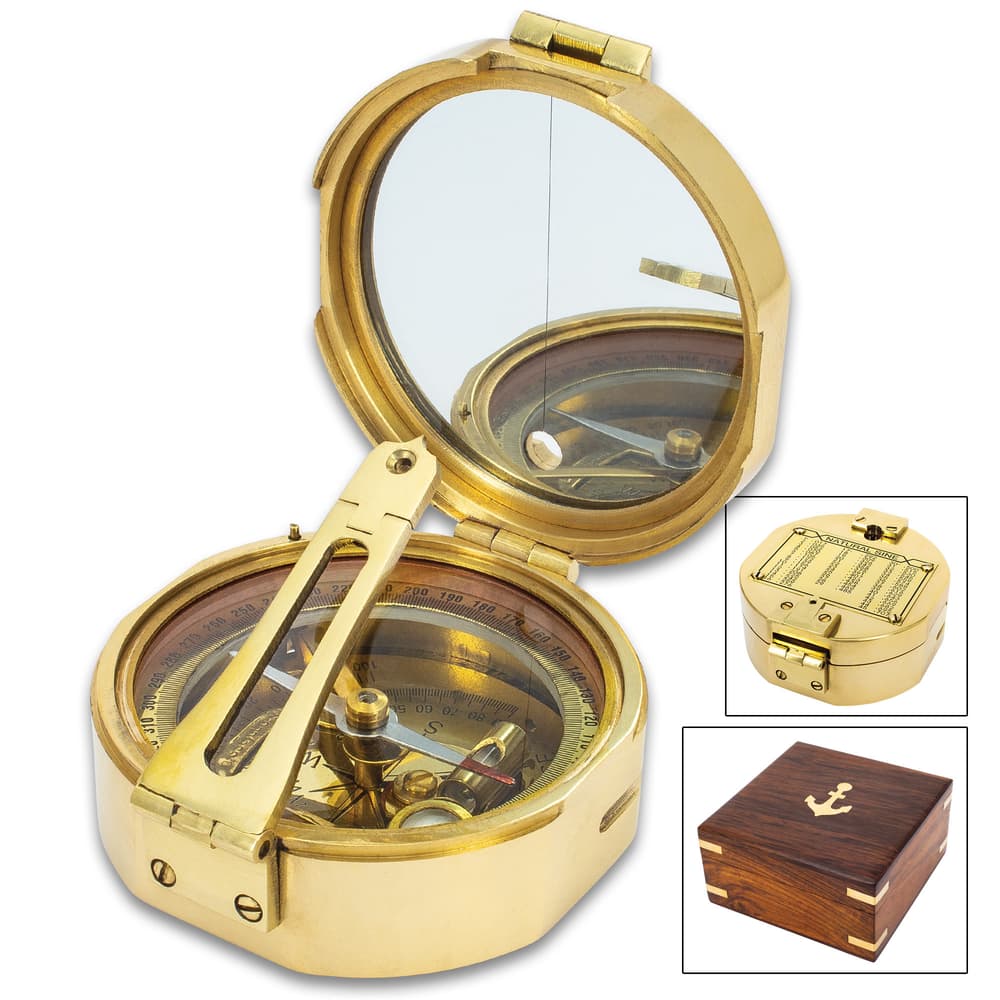 Details about   Nautical Brass Polish Brunton Compass Survey Direction Compass With Wooden Box 