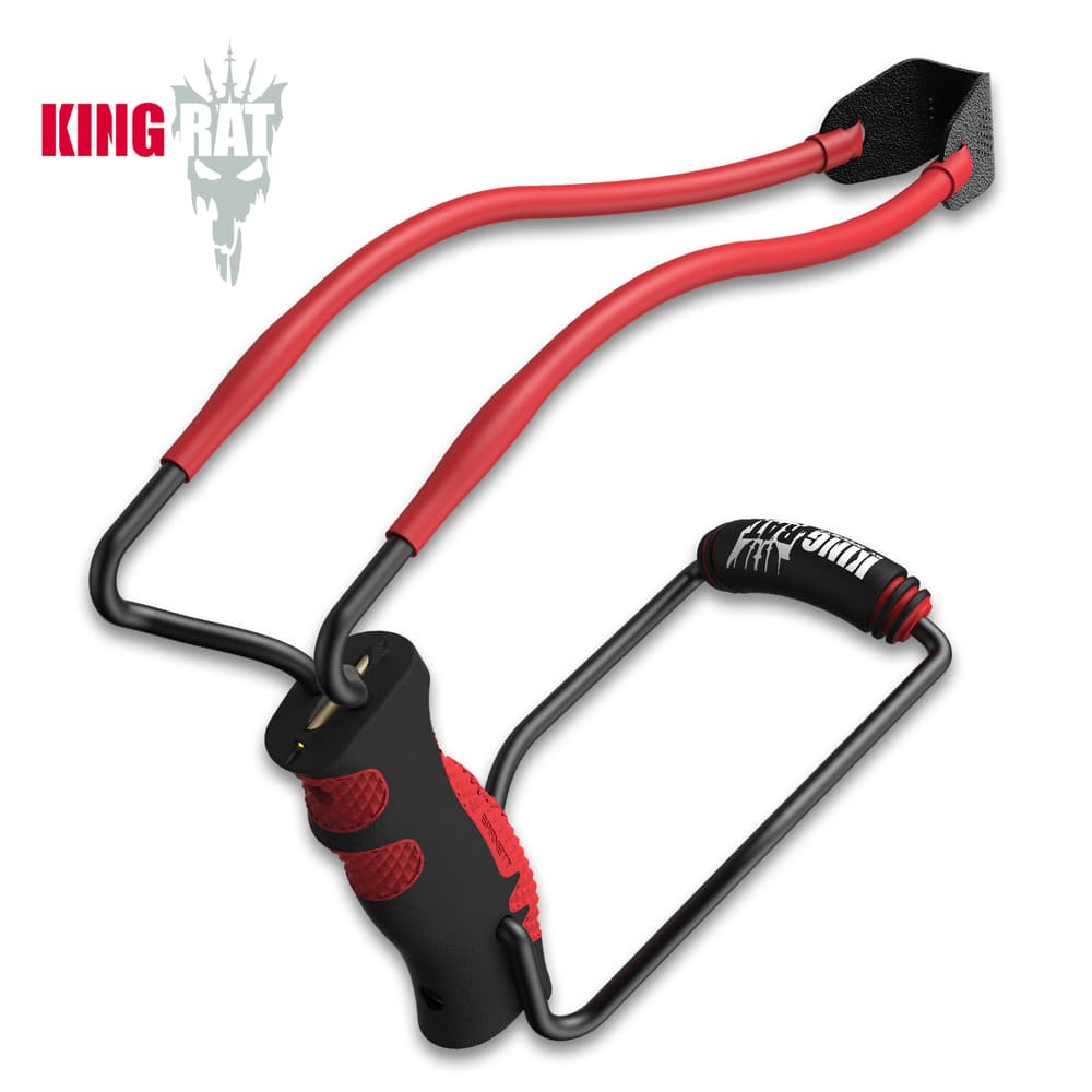 The Barnett Black Widow Hunter has a knurled grip with folding wrist brace and red speed band. image number 0