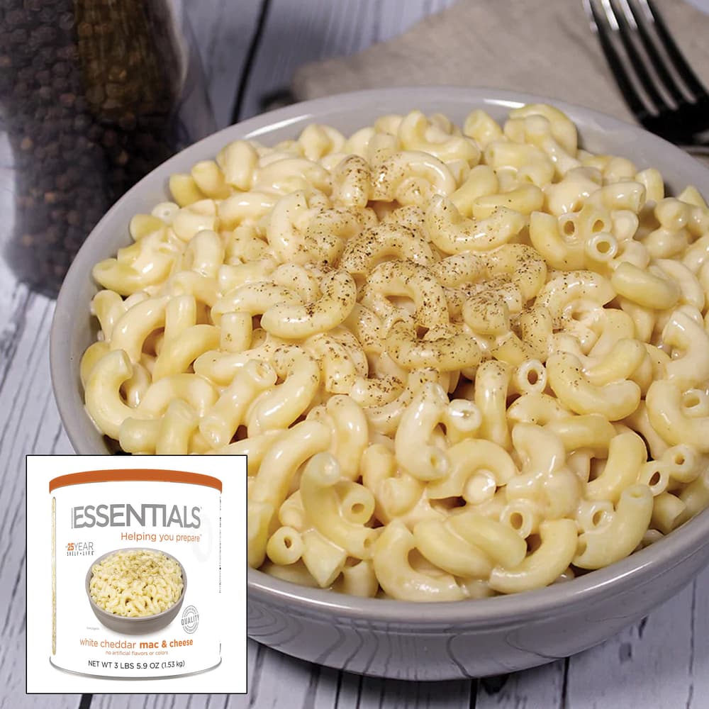 Emergency Essentials Whited Cheddar Mac And Cheese is a creamy, cheesy side dish, or main entrée image number 0