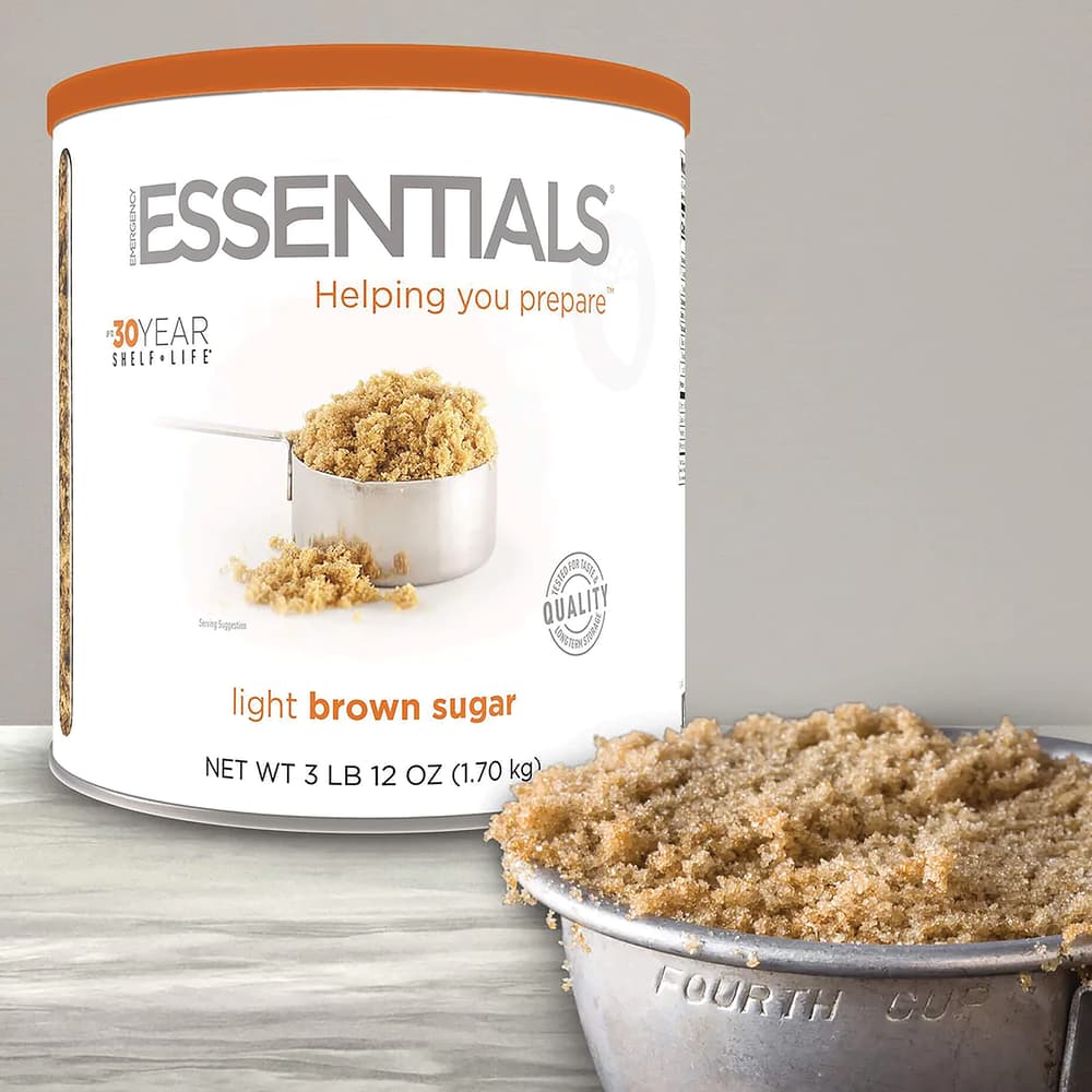 The Emergency Essentials Light Brown Sugar in a bowl and in their container image number 0