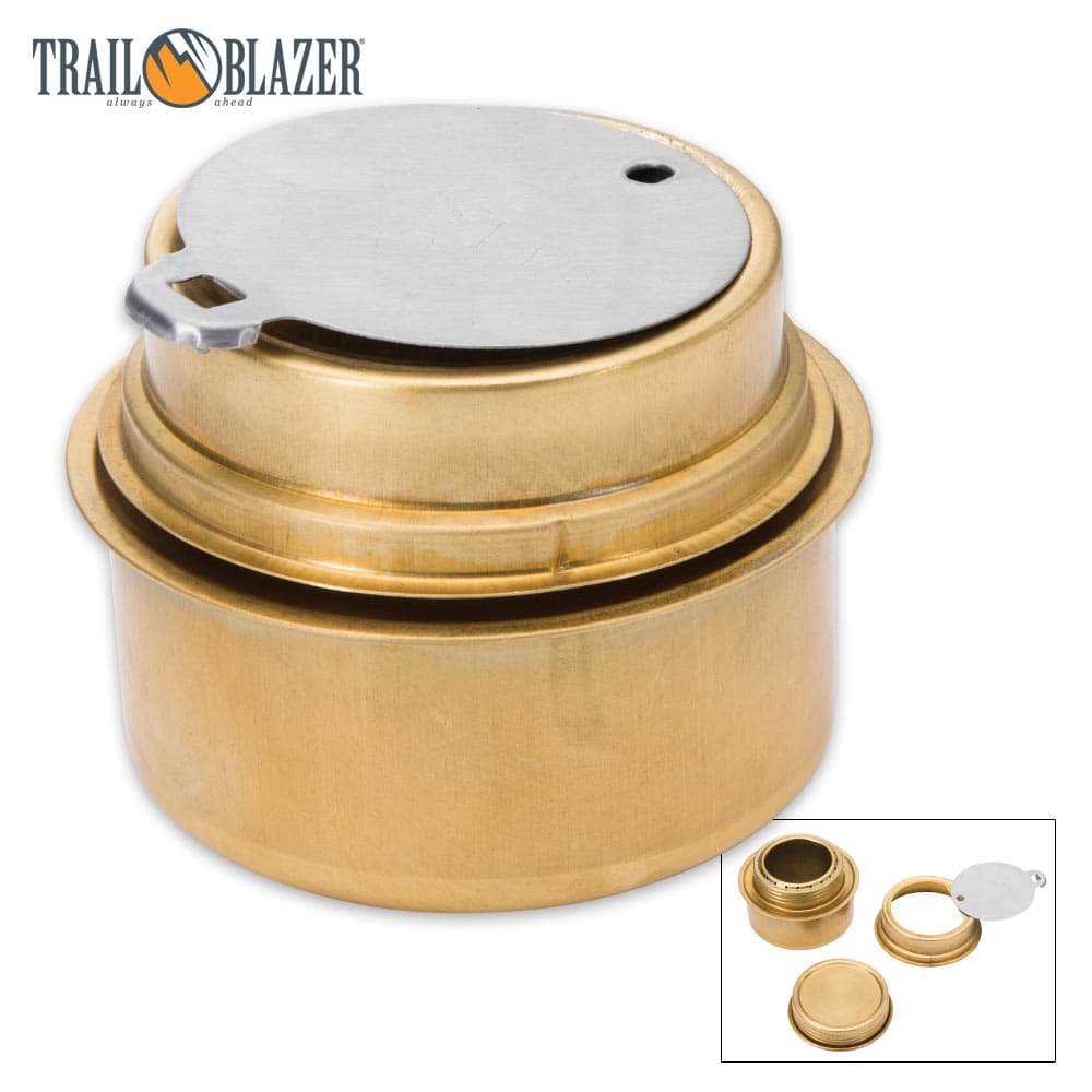 Trailblazer Brass Alcohol Burner With Screw-On Lid image number 0