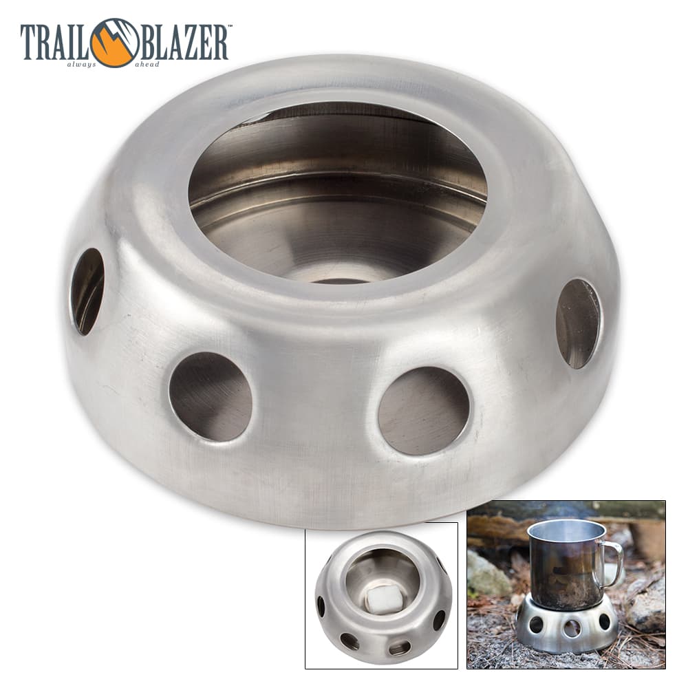 Trailblazer Solid Fuel Camping Stove - Galvanized Steel, Lightweight, Circular Design, Two-Piece Construction image number 0