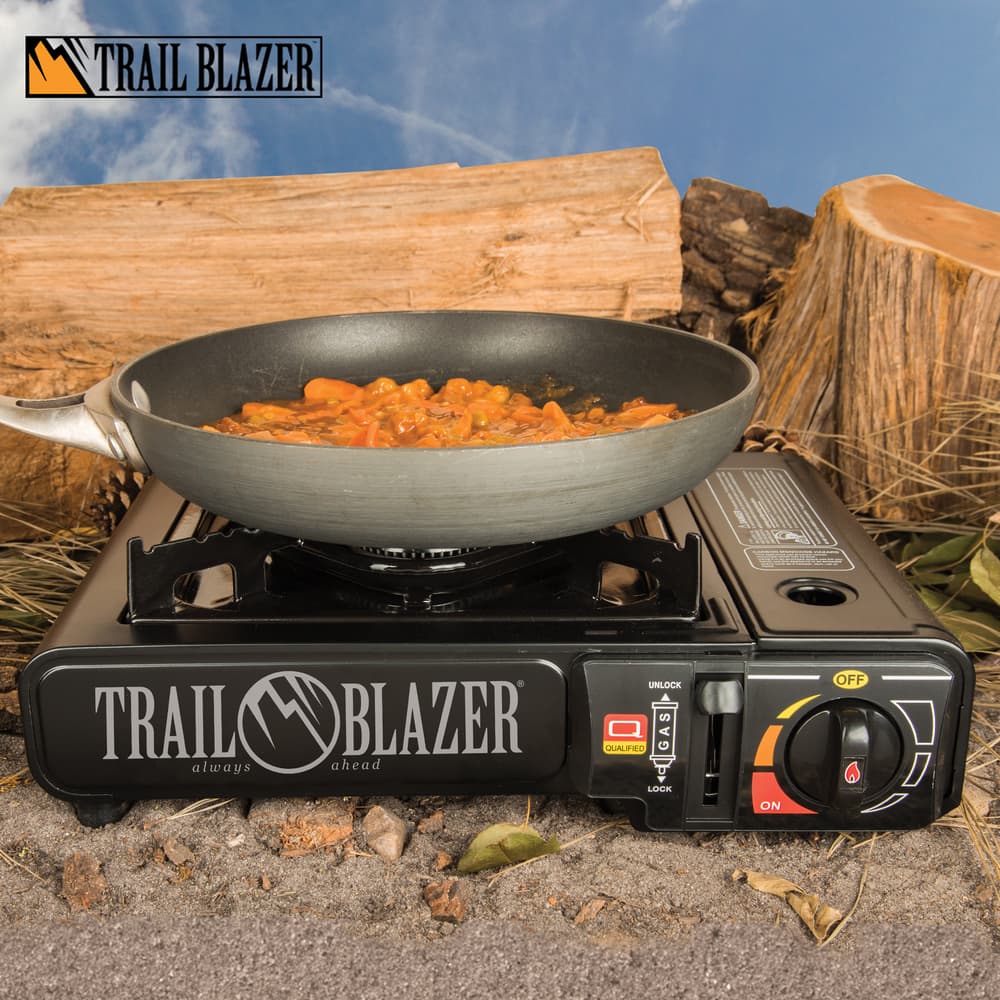 The portable and convenient, single burner propane stove works great for camping, catering, BBQ’s, and other off-site cooking image number 0