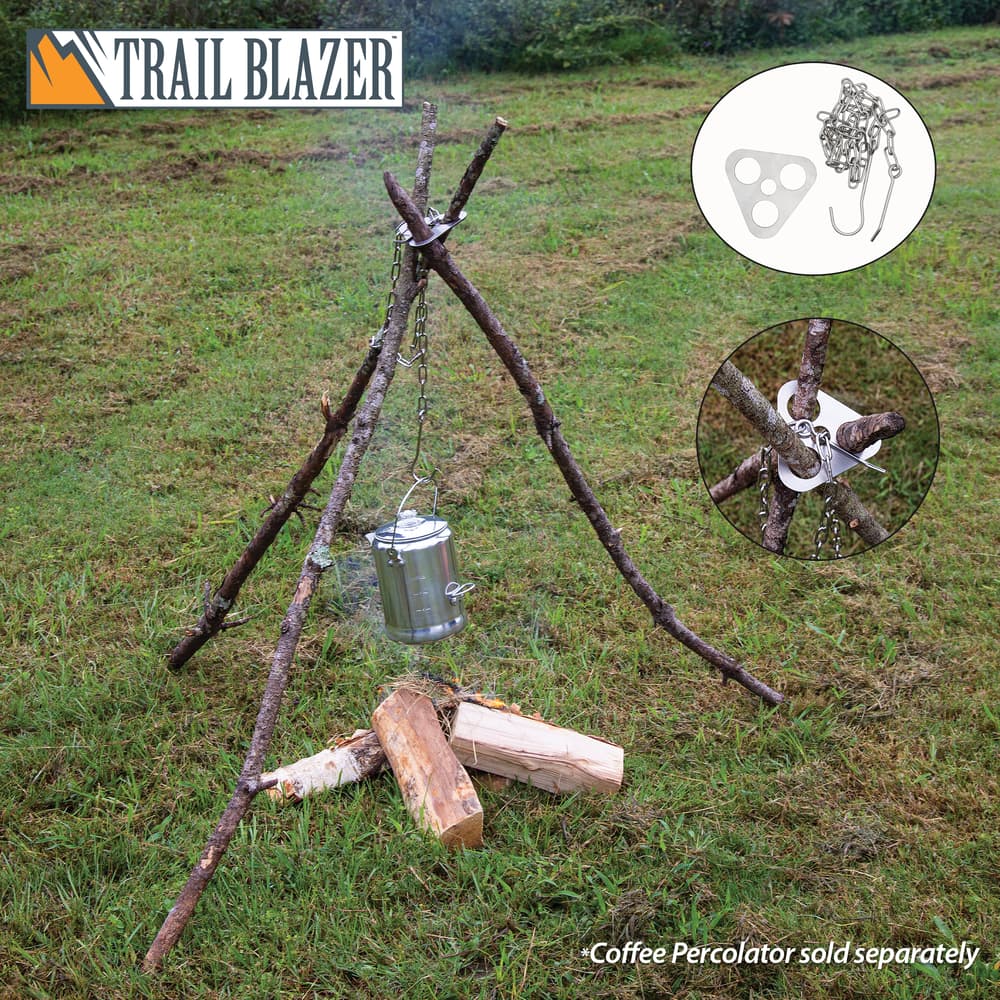 The Trailblazer Camp Cooking Hanging Tripod turn three branches into a cooking hanging tripod image number 0