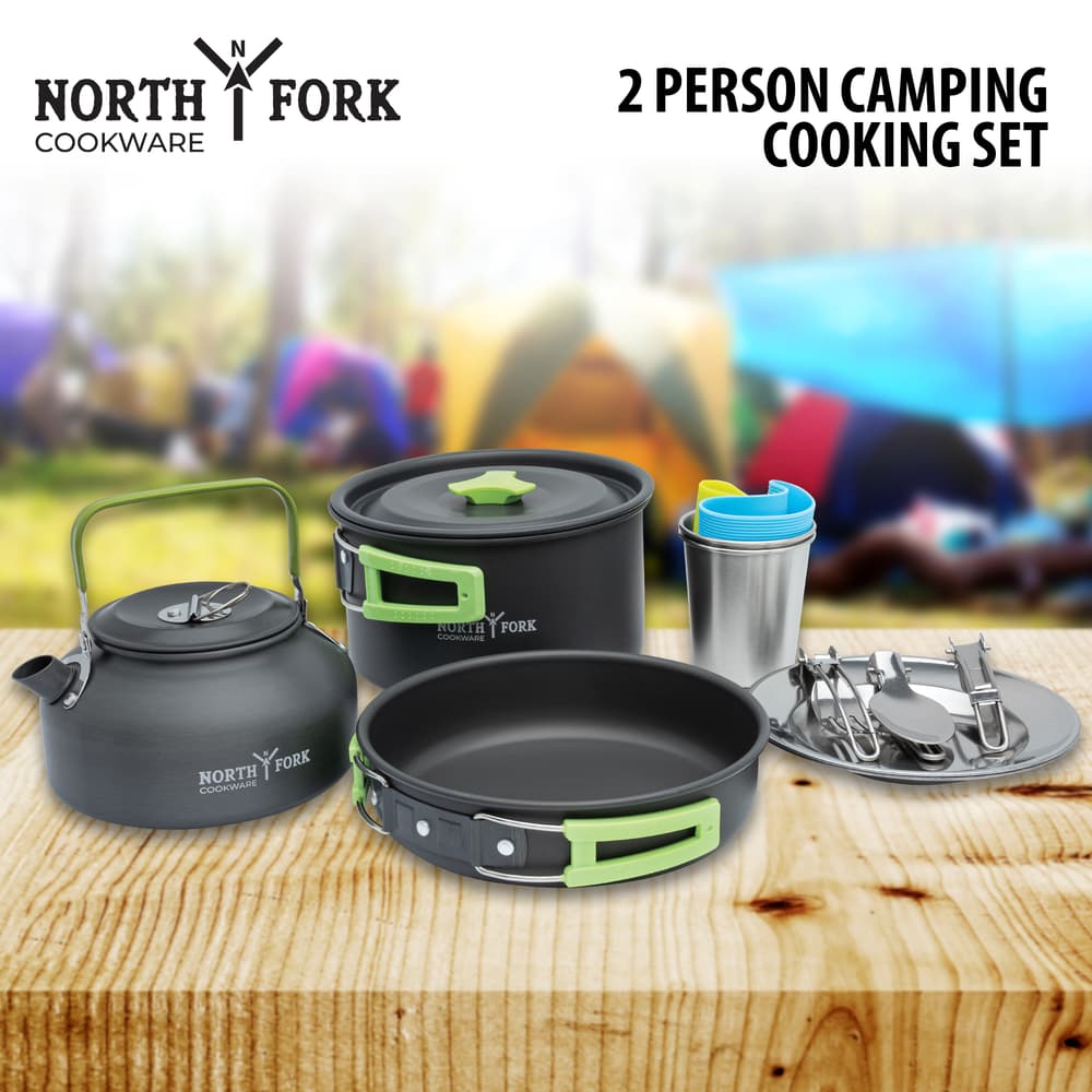 Full image of North Fork Cookware 2 Person Camping Cooking Set. image number 0