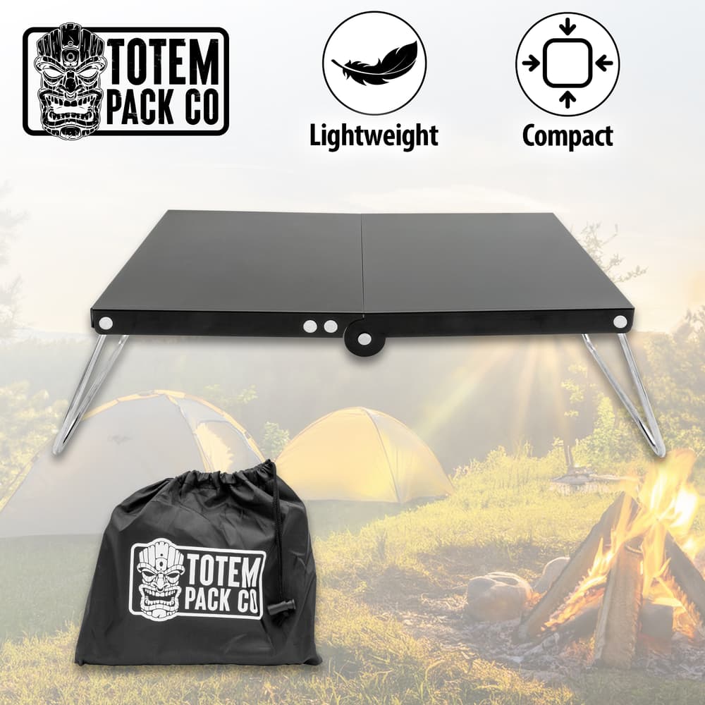 The Totem Pack Co. Small Foldable Camp Table and carrying bag. image number 0