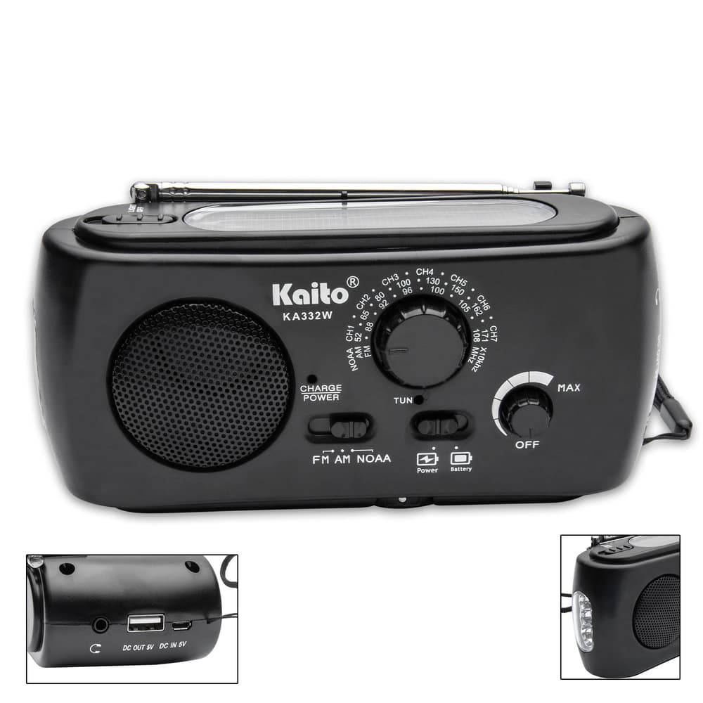 The Kaito Compact Solar Hand Crank Weather Radio is designed for both everyday use and emergency preparedness applications image number 0