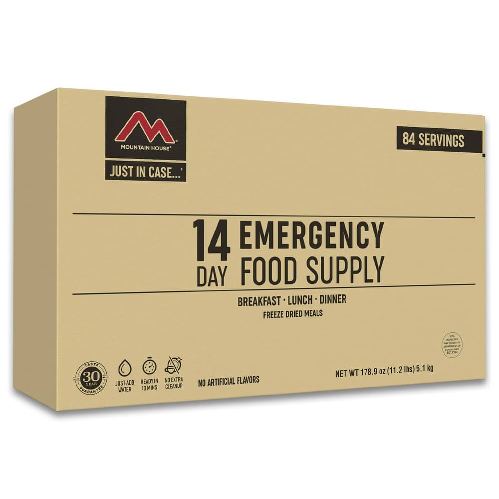 The Mountain House 14 Day Emergency Food Supply comes in a box image number 0