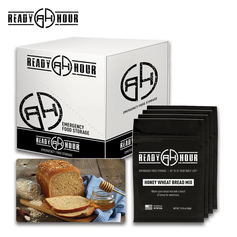 Ready Hour Honey Wheat Bread case has 48 servings in four resealable packs. image number 0