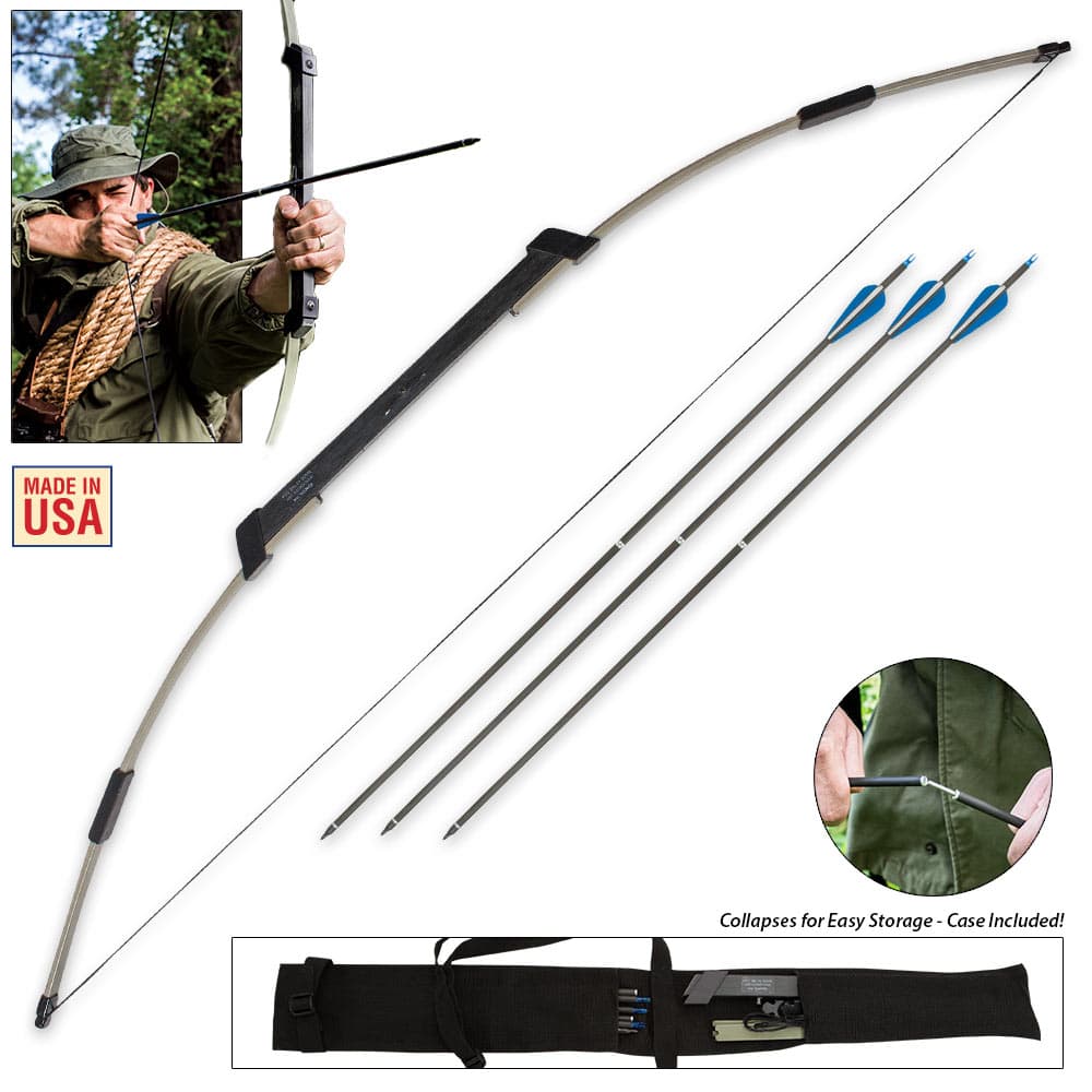 Take Down Survival Bow with Arrows & carry pouch Kit Super Compact the Break