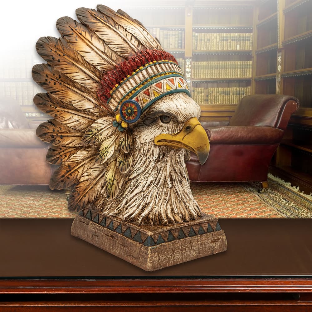 Full image of the Majestic Eagle Spirit Resin Sculpture. image number 0