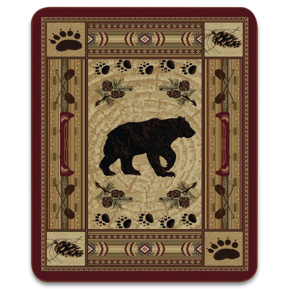 The Native Bear Patchwork Faux Fur Blanket makes a great addition to your cabin or hunting lodge image number 0