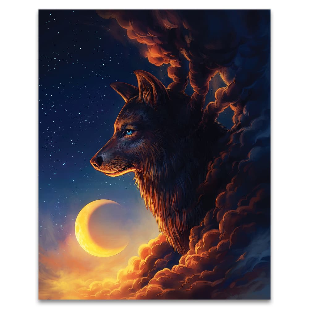 A detailed look at the wolf artwork on the Night Guardian Blanket image number 0