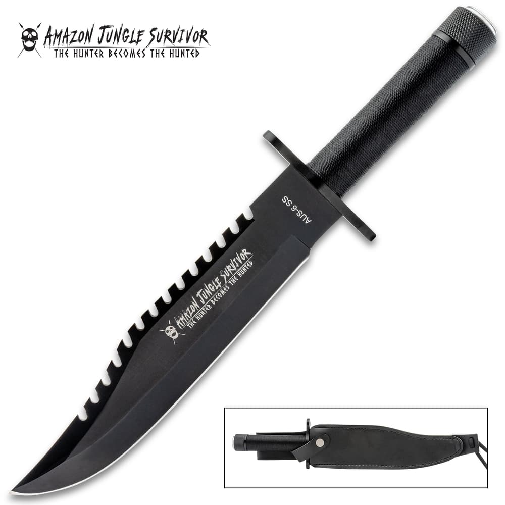 The Black Talon Survival Knife and its sheath. image number 0