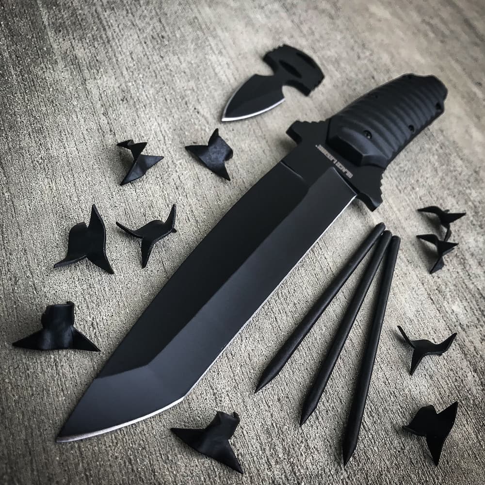 Black Legion Ninja "Bag of Tricks" - Knife, Push Dagger, Spikes, Caltrops in Nylon Sheath image number 0