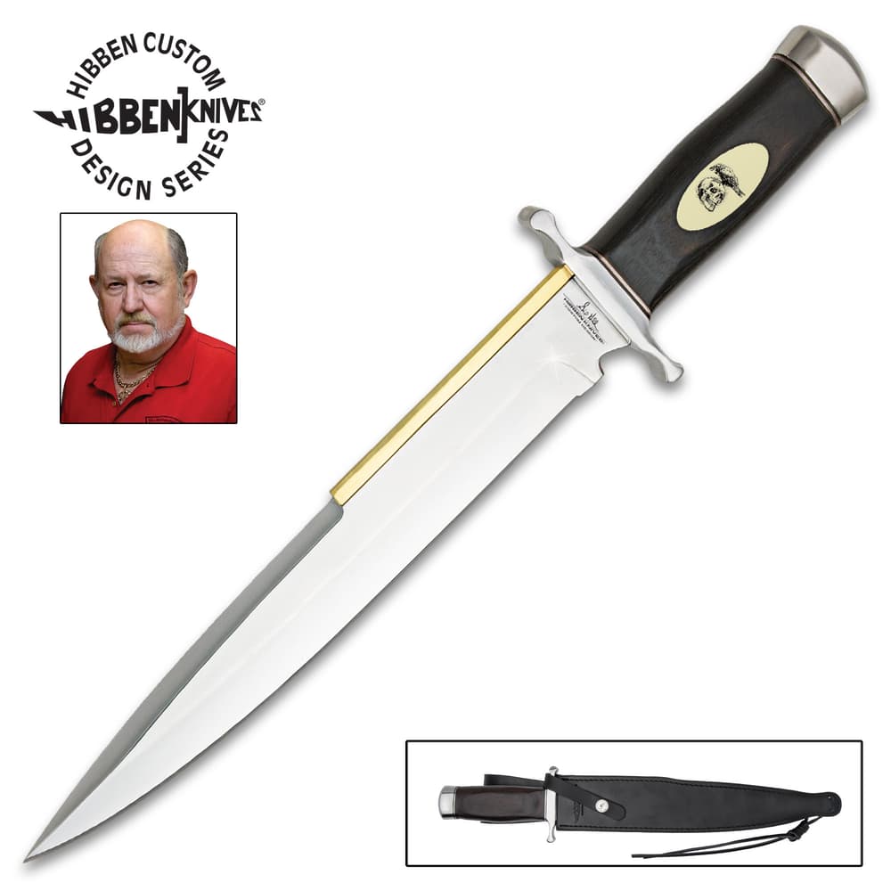 Gil Hibben "Expendables 2" Toothpick Knife And Leather Sheath image number 0