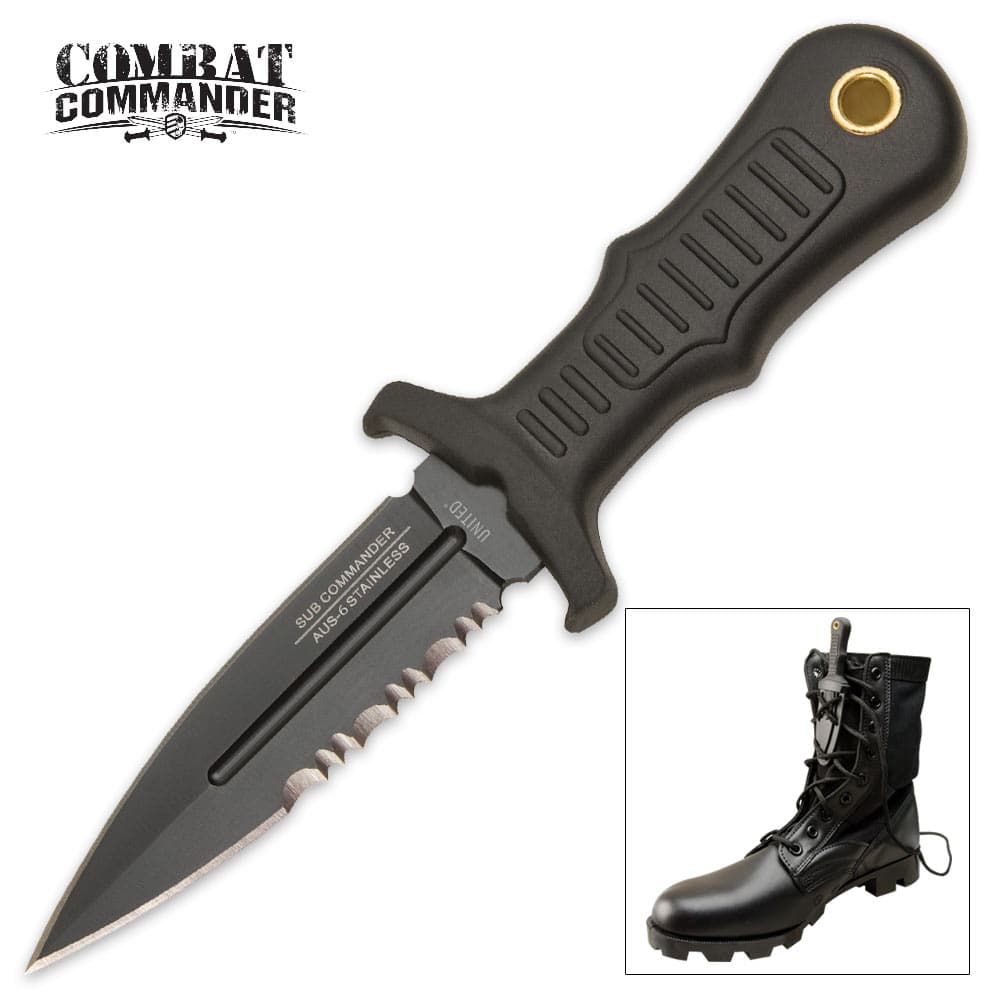 United Cutlery Sub Commander Black Mini Boot Knife image number 0