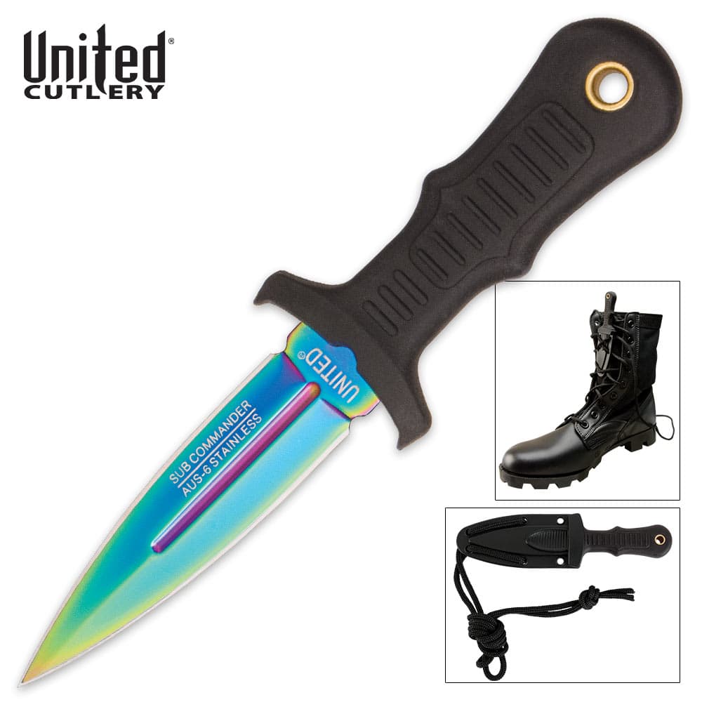 Combat Commander Mini Boot Knife Rainbow