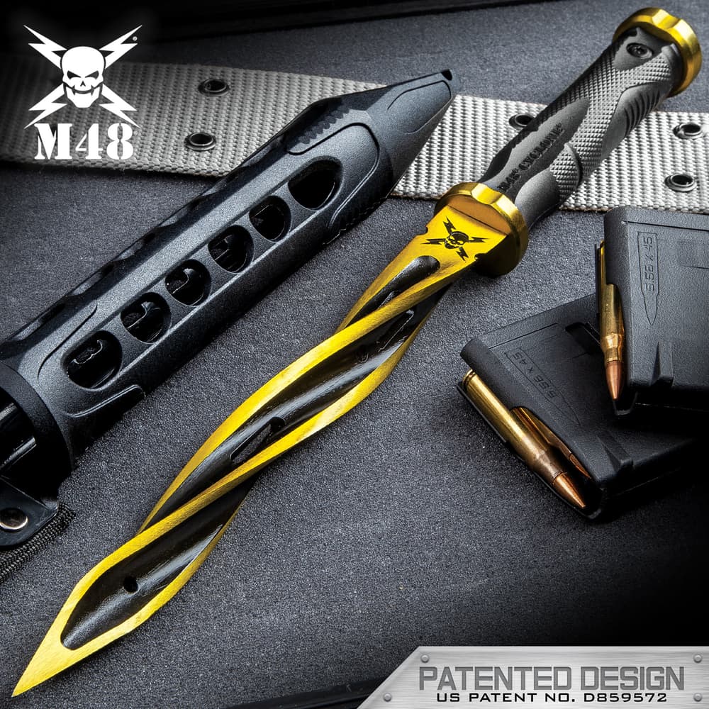 Solar Flare Gold M48 Cyclone - Cast Stainless Steel Blade, Reinforced Nylon Handle, Stainless Steel Guard And Pommel image number 0