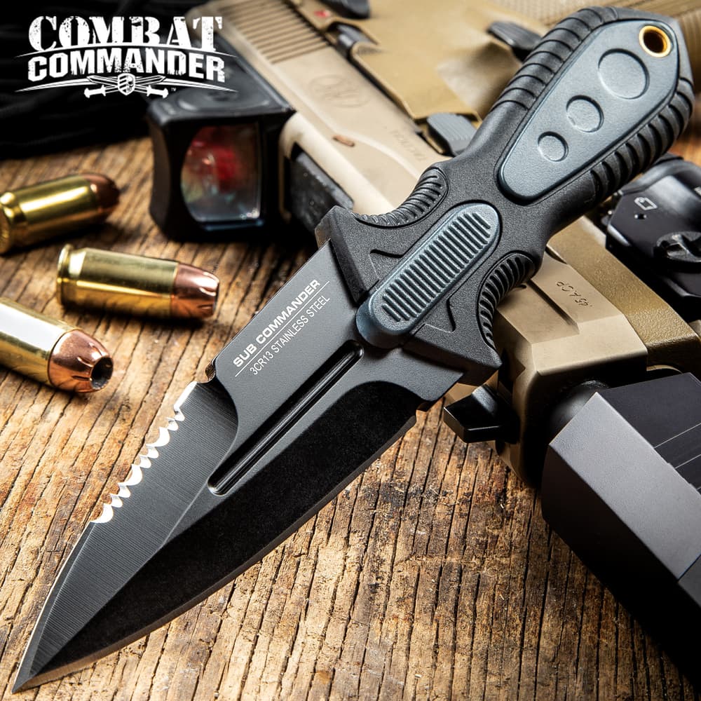 Combat Commander Sub Commander Next Generation Boot Knife - 3Cr13 Stainless Steel Blade, Brass Lanyard Hole - Length 6 1/2” image number 0